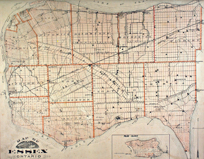 Early map of Essex County showing administrative divisions